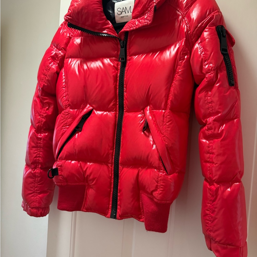 SAM. Red Puffer Jacket - Picture 2 of 4